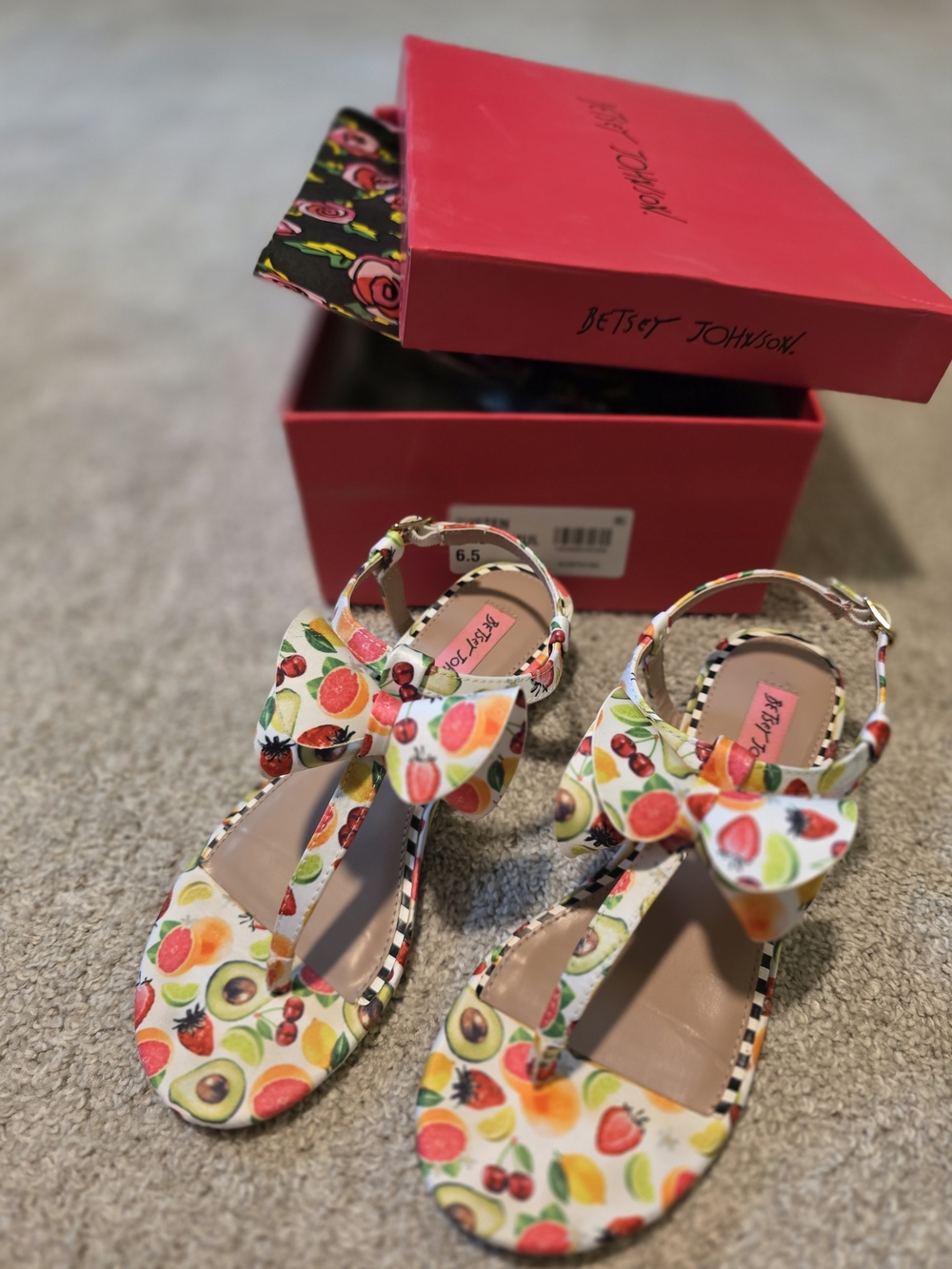 Betsey Johnson Austen Fruit-Print Bow Sandals - Bright Multi - Picture 2 of 2